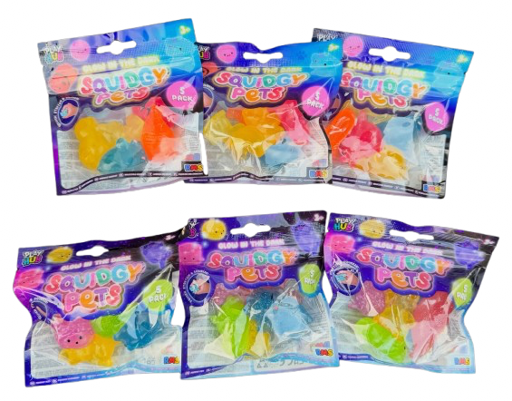 Glow in the dark squidgy pet neon and glitter mystery bag